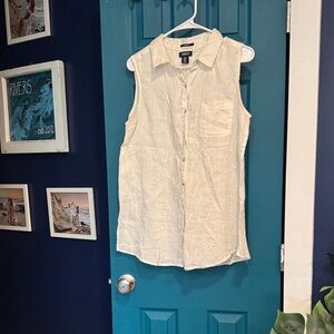 Jones New York 100% linen Sleeveless Button-Down Shirt - M